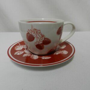 Starbucks 2007 Strawberry Mug Cup & Saucer ceramic Micro Dish 13 oz strawberries